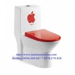 BỒN CẦU LIỀN KHỐI IN QUẢ TÁO ĐỎ MÃ SỐ YWWY-8969
